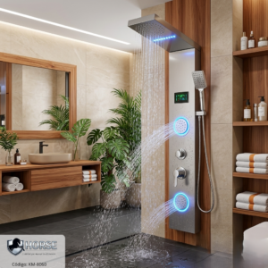 Panel de Columna de Ducha con Hidromasaje LED de Acero Inoxidable