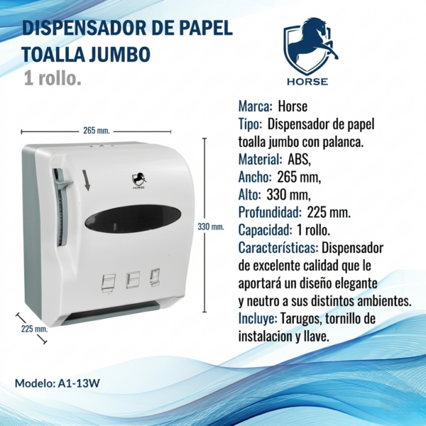 Dispensador de Papel Toalla Jumbo con Palanca