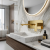 Grifería Monocomando Empotrada para Lavabo – Acabado Dorado Brillante