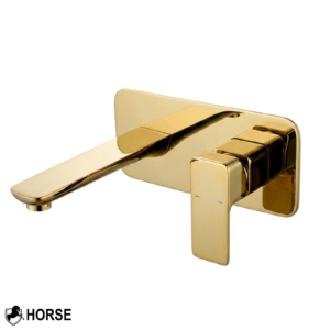 Grifería Monocomando Empotrada para Lavabo – Acabado Dorado Brillante