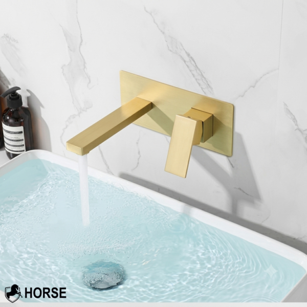 Grifería Monocomando Empotrada para Lavabo – Acabado Dorado Brillante
