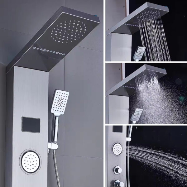 Panel de Columna de Ducha con Hidromasaje LED de Acero Inoxidable