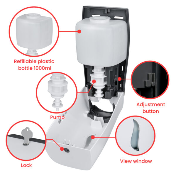 Dispensador de Jabón Líquido Manual de 1 Litro en Plástico ABS de la marca Horse